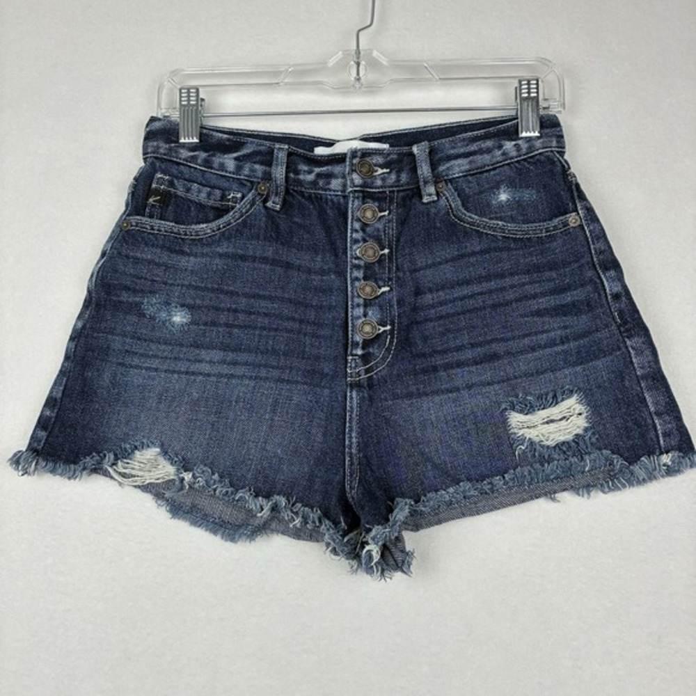 KanCan Sofia Ultra High Rise‎ Distressed Button Fly  Raw Hem Shorts Sz Medium